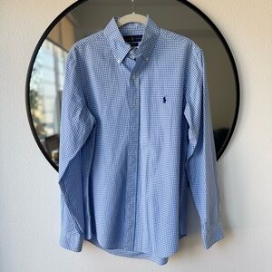 Men’s Ralph Lauren Blue Gingham 100% Cotton Stretch Shirt, Small S